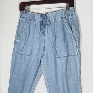 Bloomingdale’s Aqua Light Blue Chambray 100% Tencel Drawstring Jogger Pants